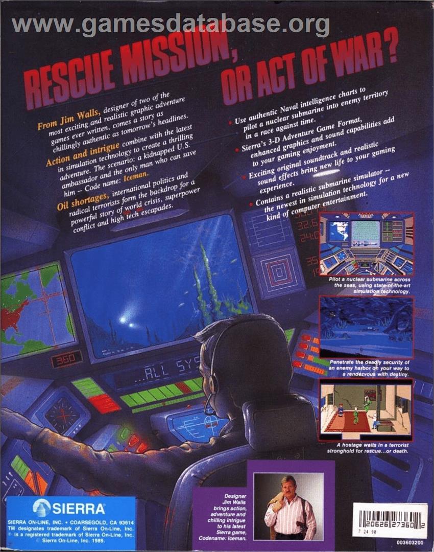 Code-Name - Iceman - Commodore Amiga - Artwork - Box Back