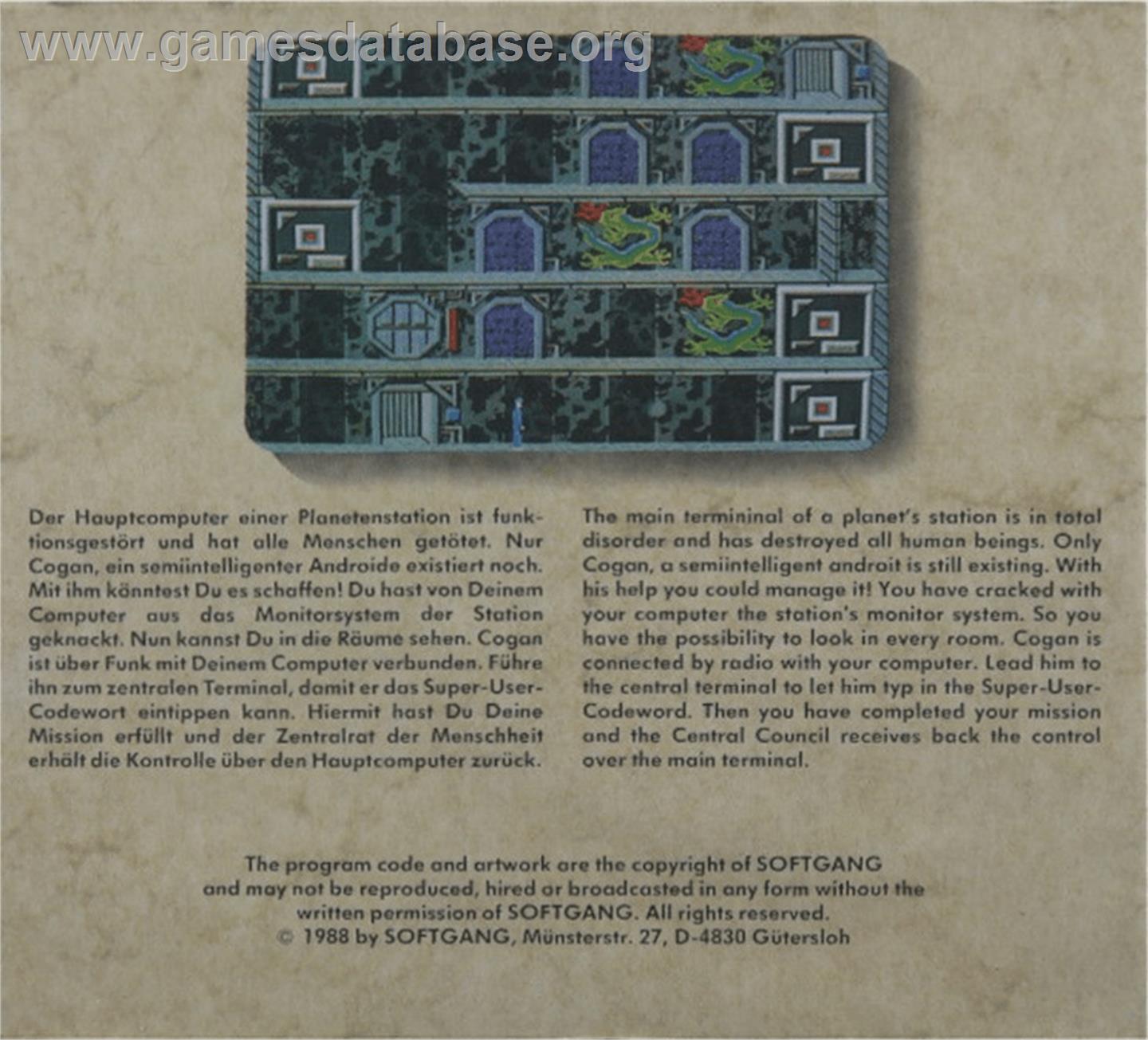 Cogan's Run - Commodore Amiga - Artwork - Box Back