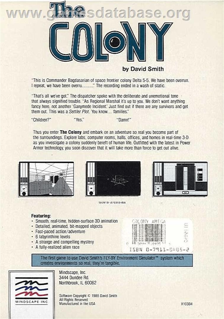 Colony - Commodore Amiga - Artwork - Box Back