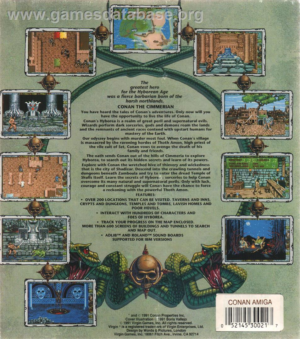 Conan - The Cimmerian - Commodore Amiga - Artwork - Box Back
