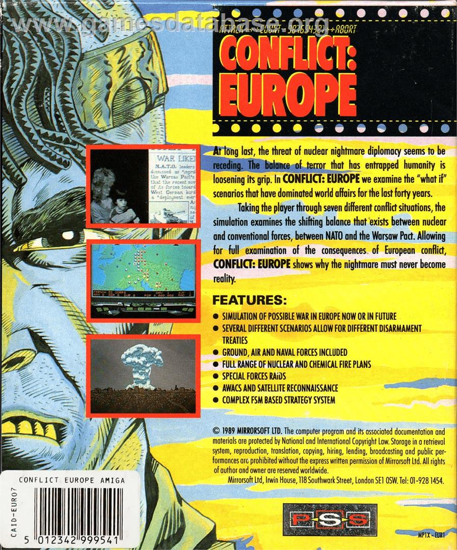 Conflict - Europe - Commodore Amiga - Artwork - Box Back