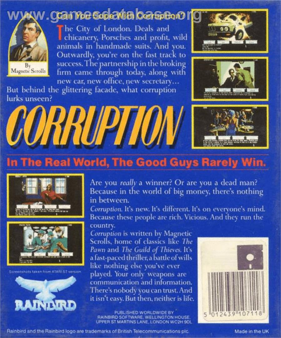 Corruption - Commodore Amiga - Artwork - Box Back