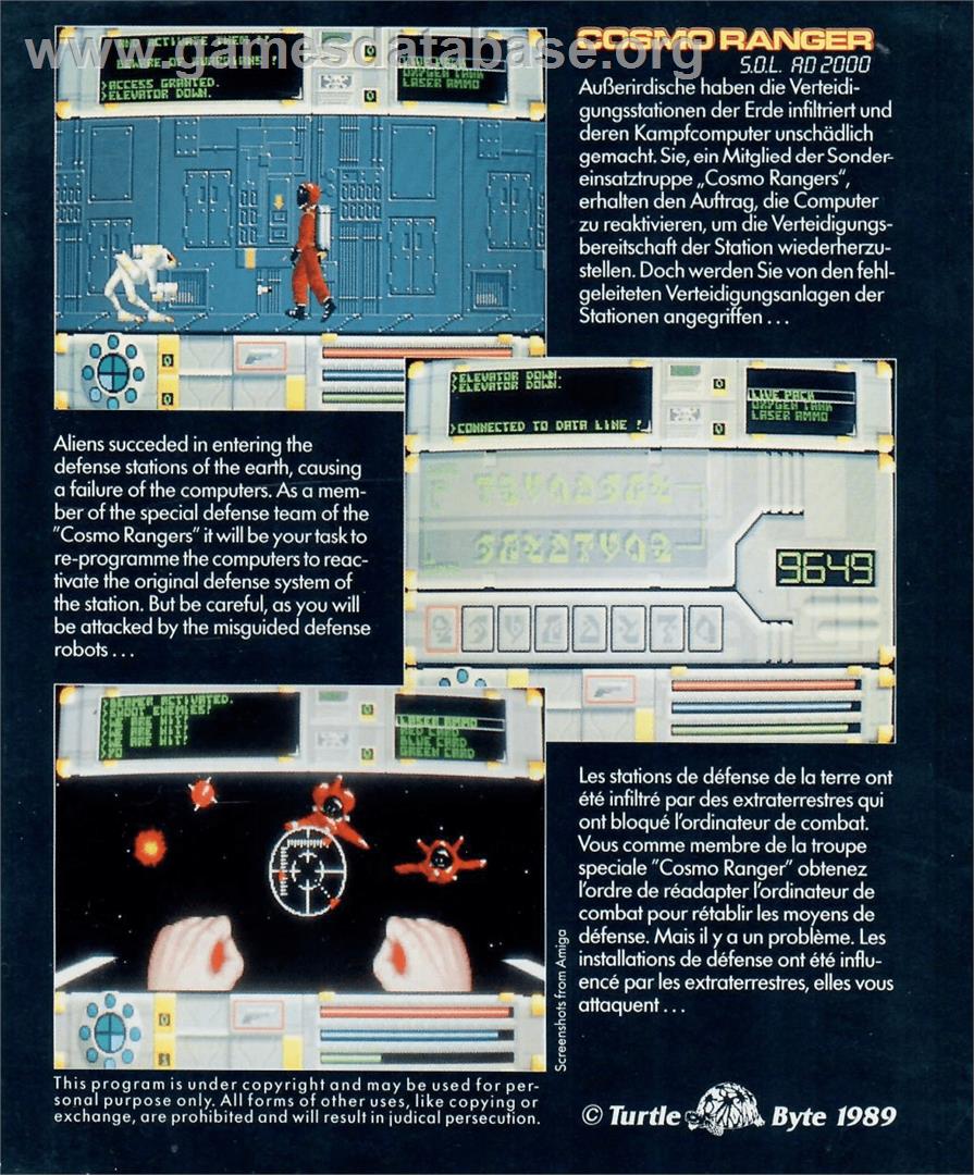 Cosmo Ranger: S.O.L. AD 2000 - Commodore Amiga - Artwork - Box Back