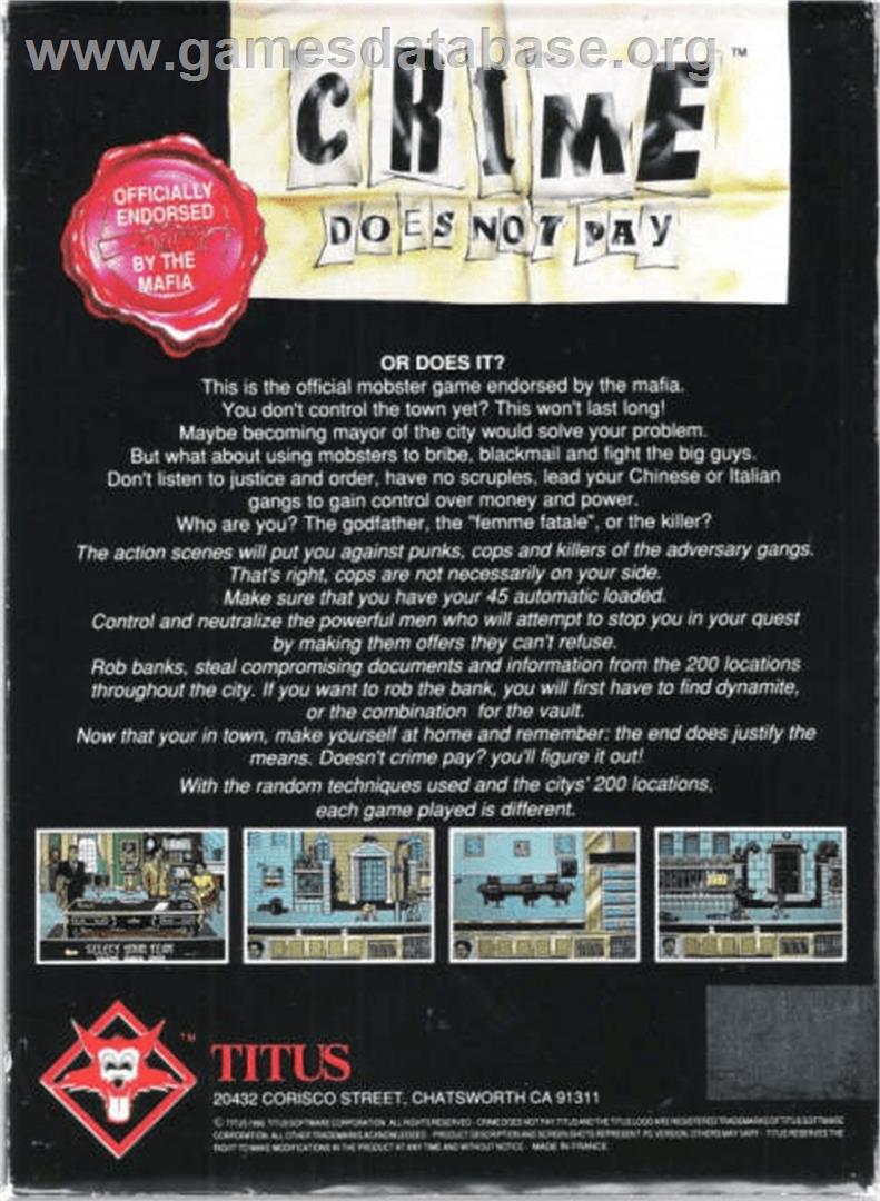 Crime Does Not Pay - Commodore Amiga - Artwork - Box Back