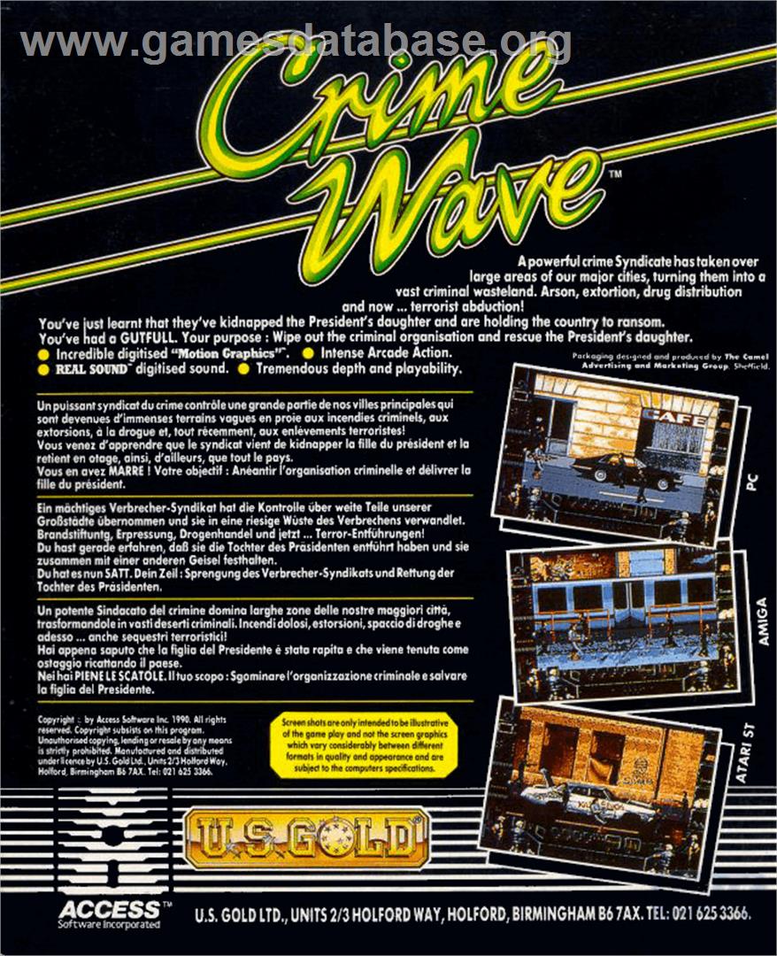Crime Wave - Commodore Amiga - Artwork - Box Back