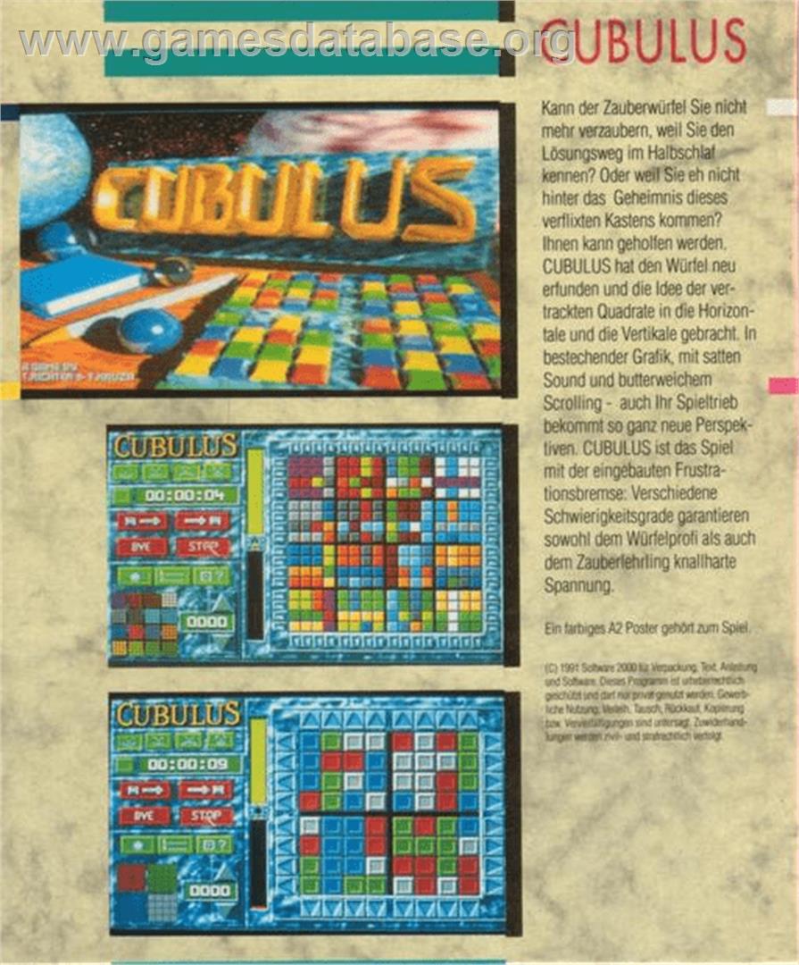 Cubulus - Commodore Amiga - Artwork - Box Back