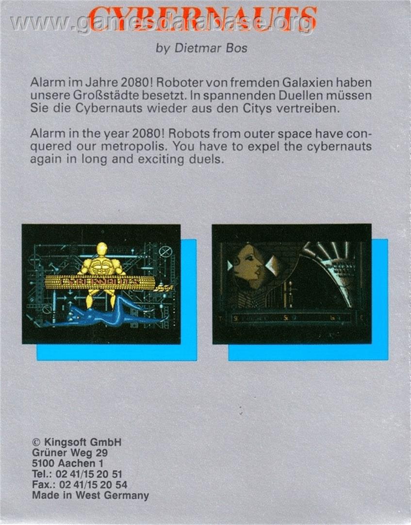 Cybernauts - Commodore Amiga - Artwork - Box Back