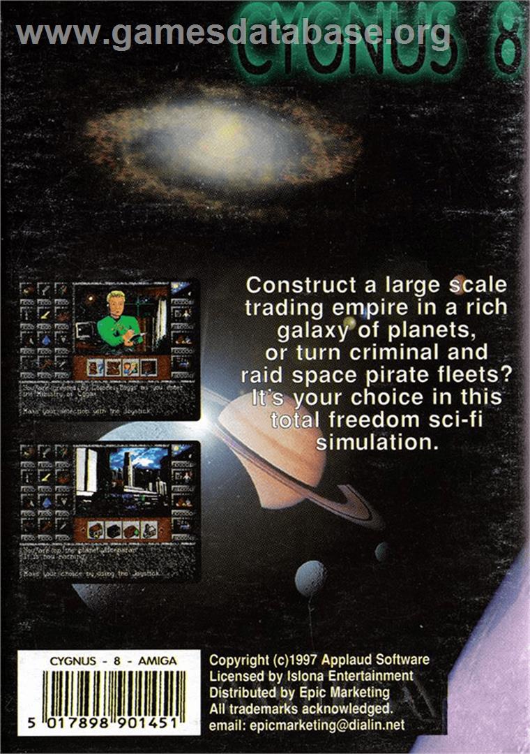 Cygnus 8 - Commodore Amiga - Artwork - Box Back