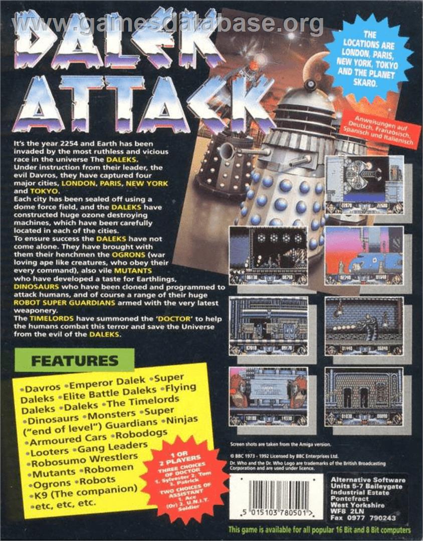 Dalek Attack - Commodore Amiga - Artwork - Box Back