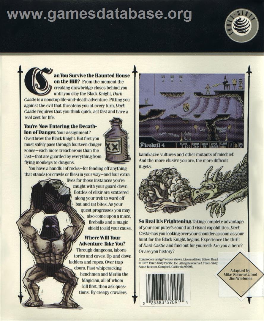 Dark Castle - Commodore Amiga - Artwork - Box Back