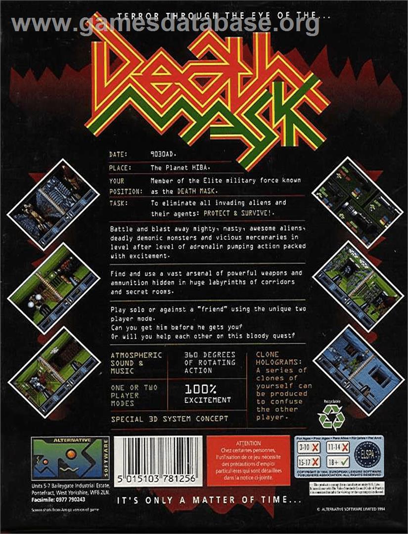 Death Mask - Commodore Amiga - Artwork - Box Back