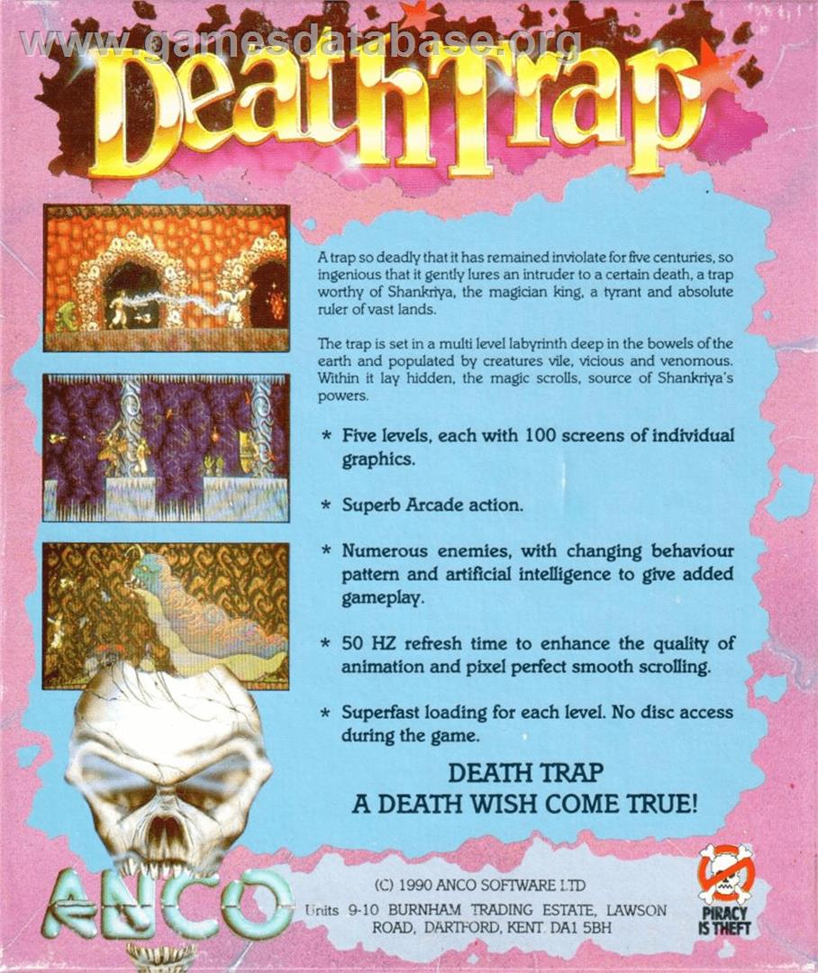Death Trap - Commodore Amiga - Artwork - Box Back