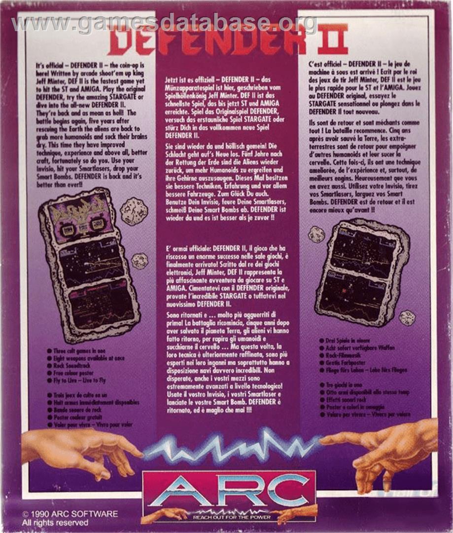 Defender 2 - Commodore Amiga - Artwork - Box Back