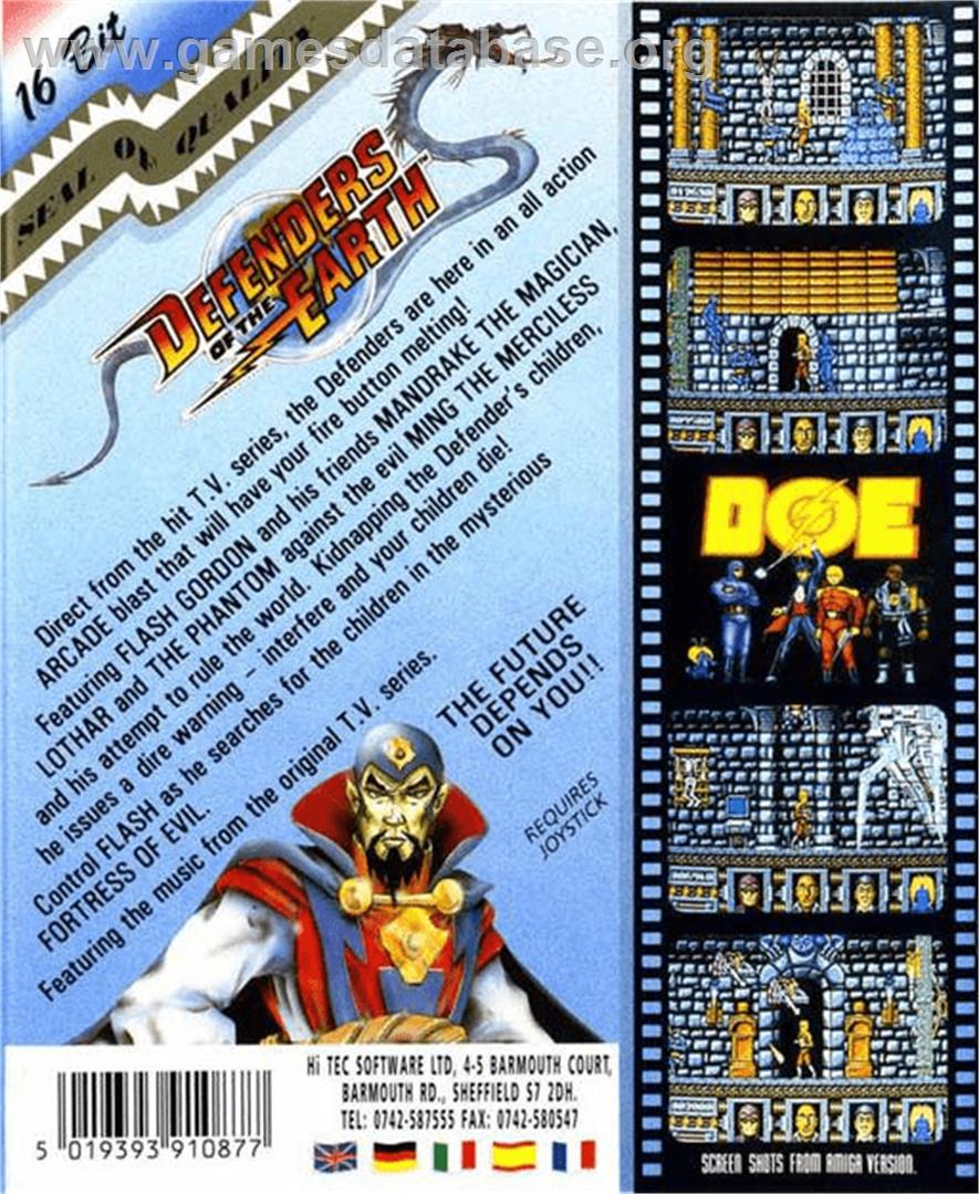 Defenders of the Earth - Commodore Amiga - Artwork - Box Back