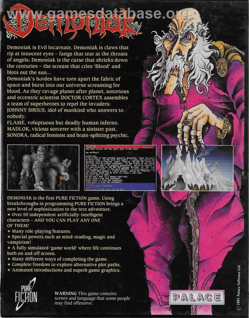 Demoniak - Commodore Amiga - Artwork - Box Back