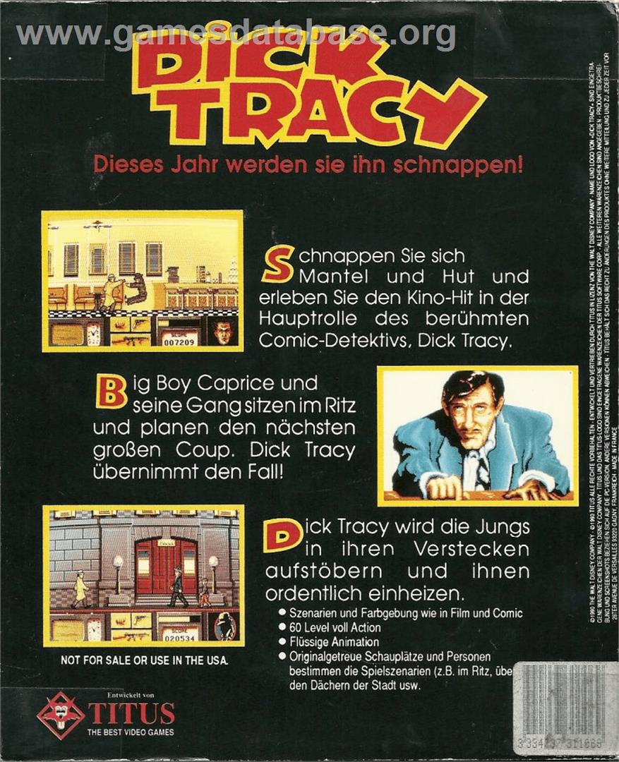 Dick Tracy - Commodore Amiga - Artwork - Box Back