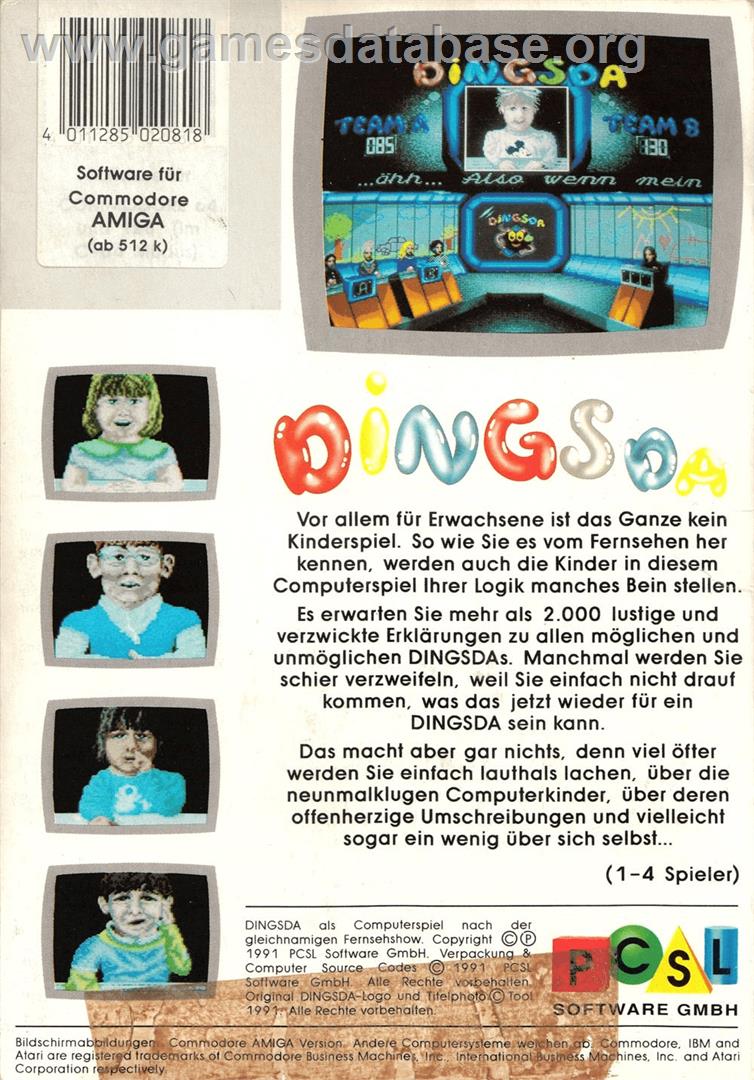 Dingsda - Commodore Amiga - Artwork - Box Back