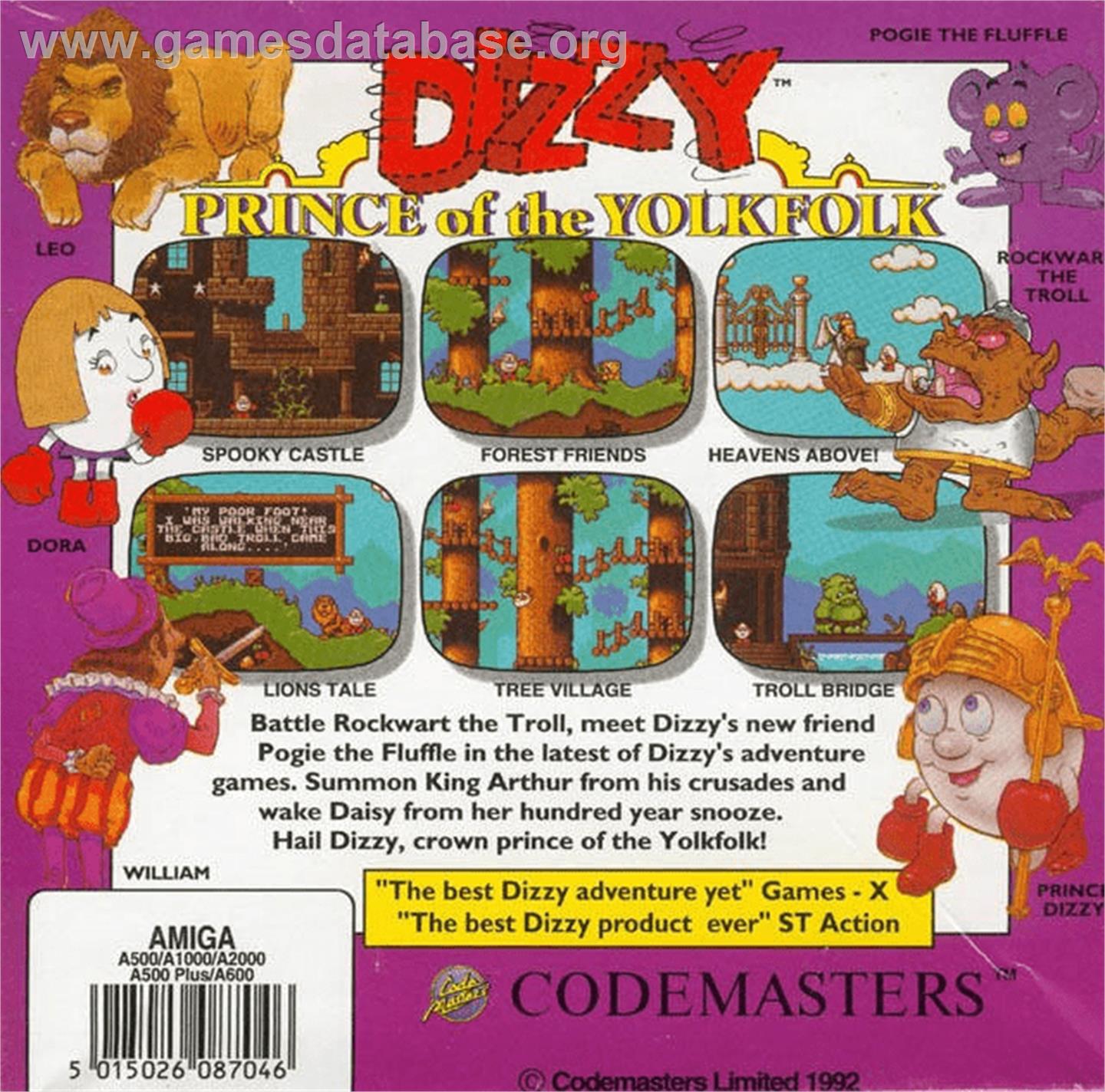 Dizzy: Prince of the Yolkfolk - Commodore Amiga - Artwork - Box Back