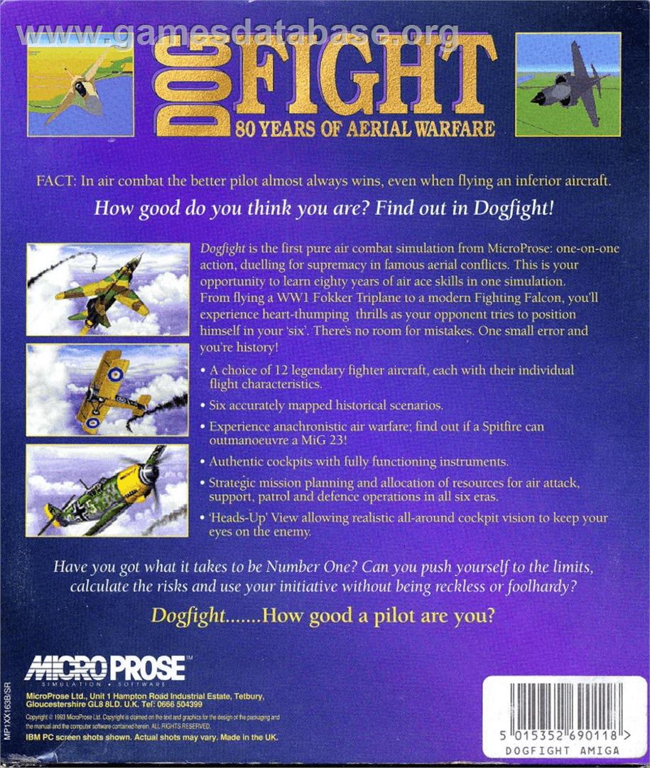 Dogfight - 80 Years of Aerial Warfare - Commodore Amiga - Artwork - Box Back