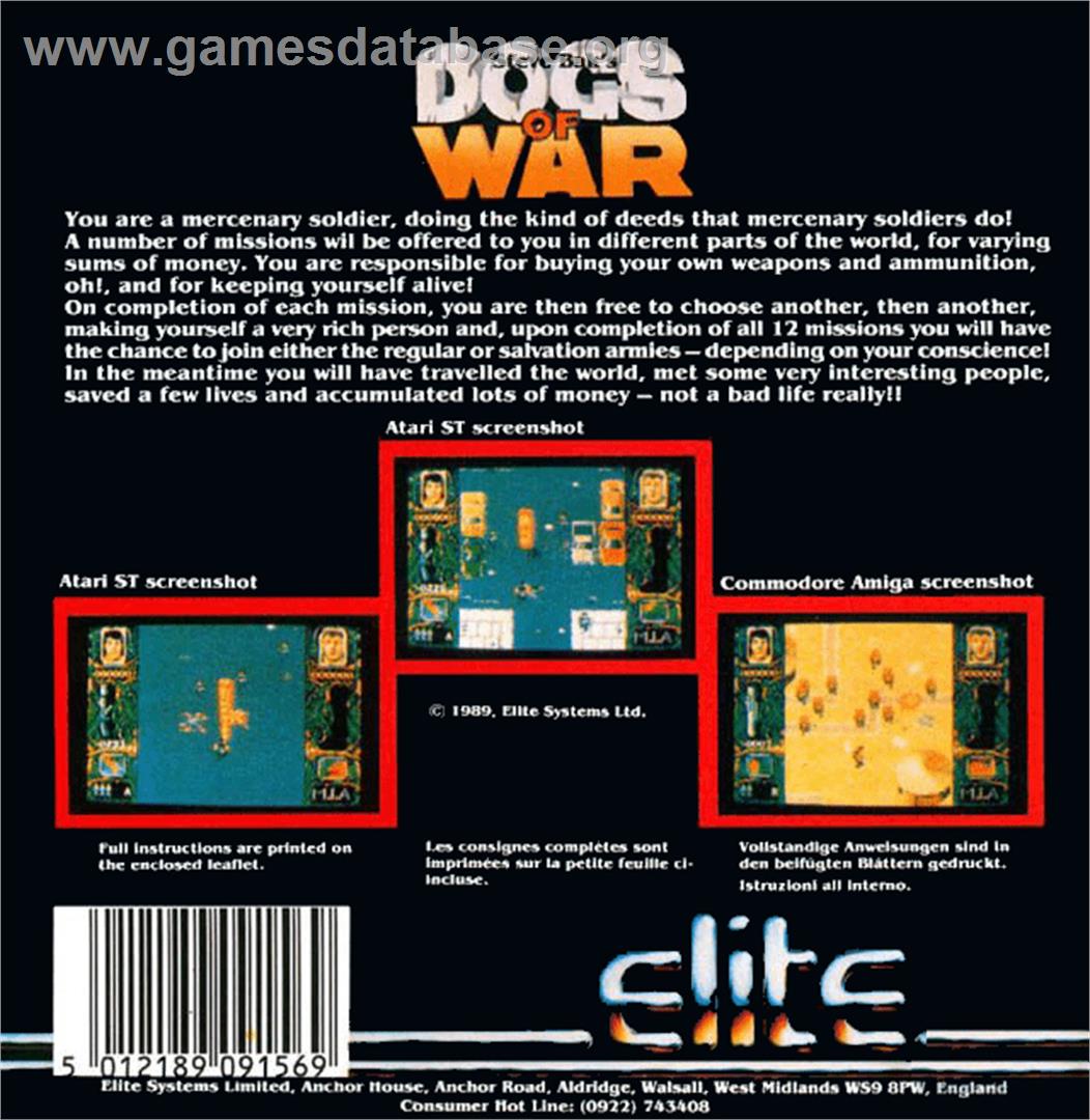 Dogs of War - Commodore Amiga - Artwork - Box Back