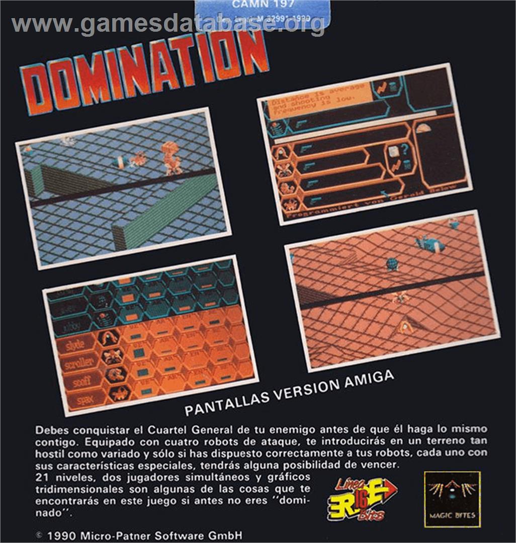 Domination - Commodore Amiga - Artwork - Box Back