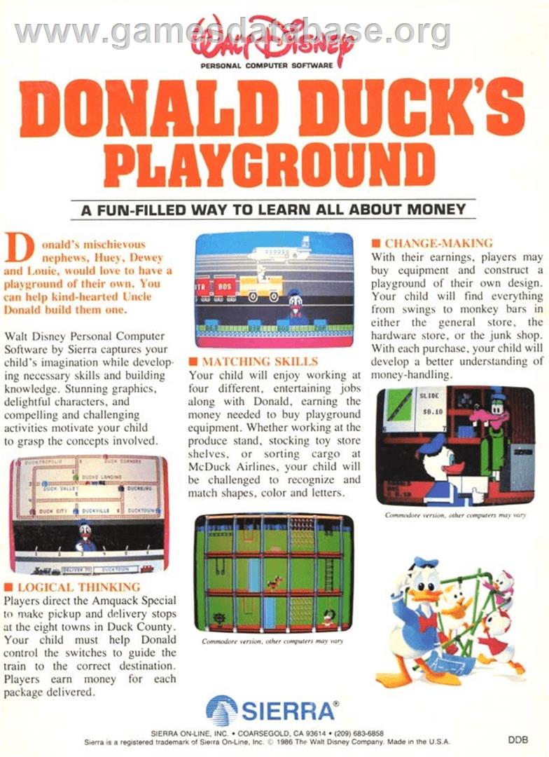 Donald Duck's Playground - Commodore Amiga - Artwork - Box Back