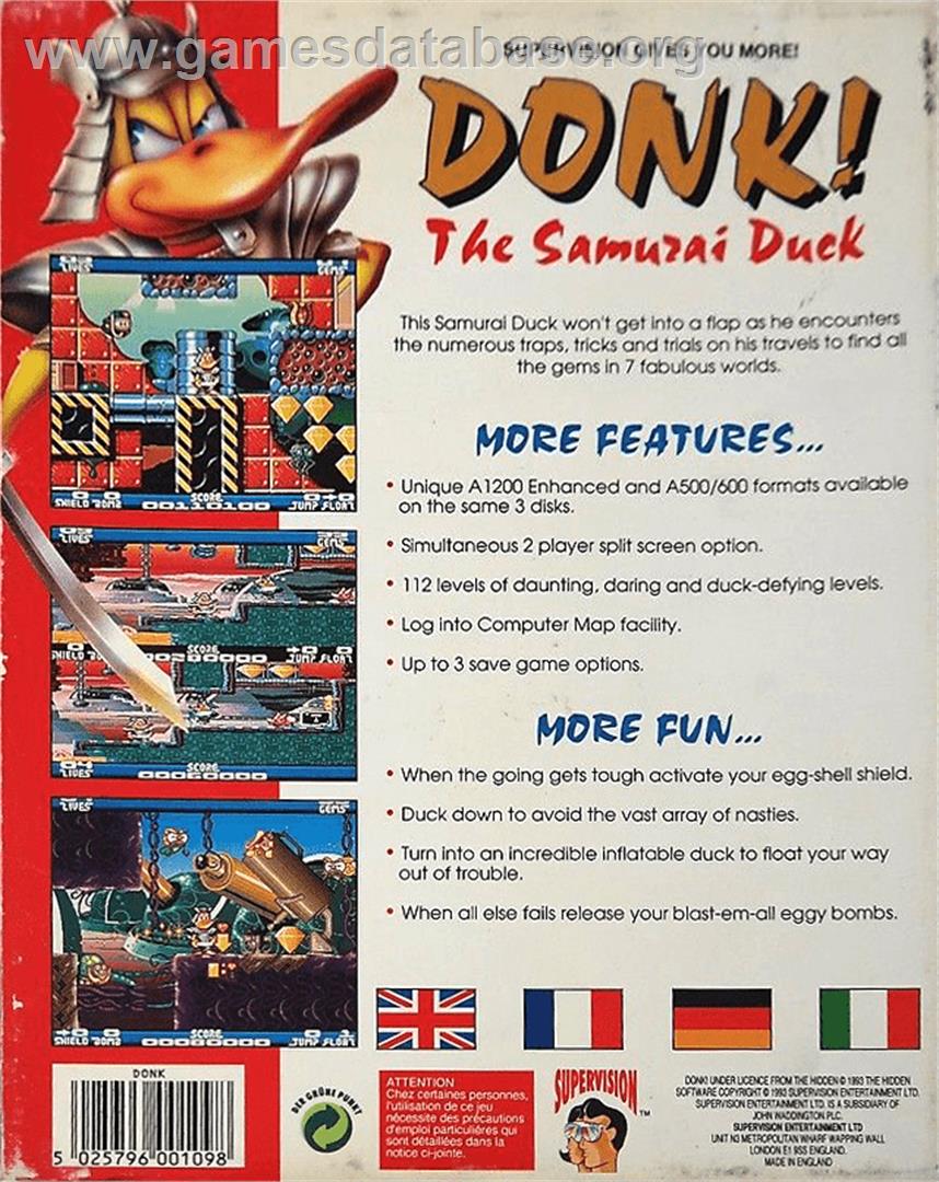 Donk!: The Samurai Duck - Commodore Amiga - Artwork - Box Back