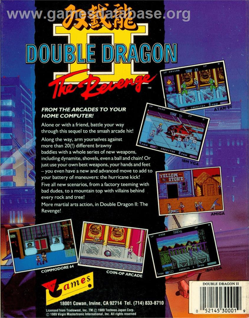 Double Dragon 2 - The Revenge - Commodore Amiga - Artwork - Box Back