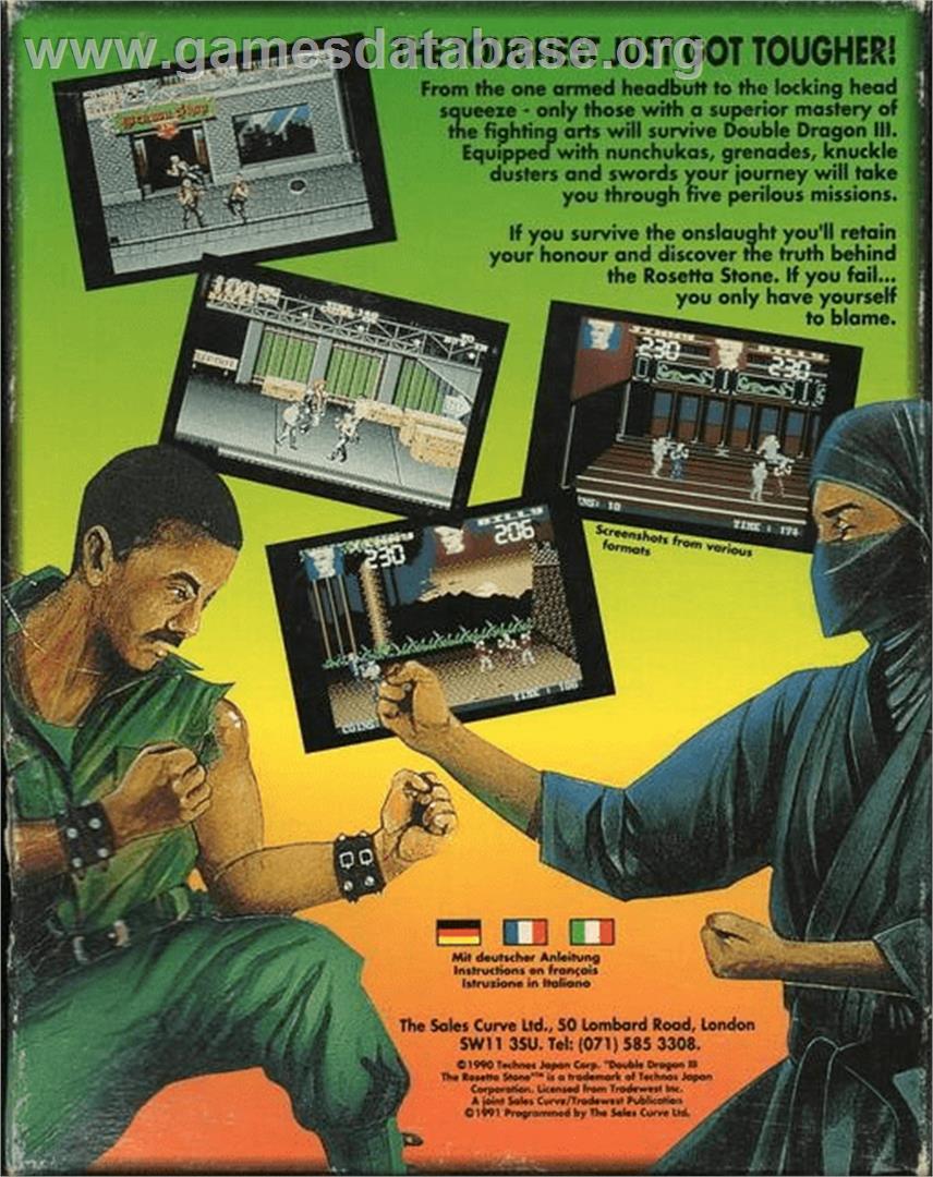Double Dragon 3 - The Rosetta Stone - Commodore Amiga - Artwork - Box Back