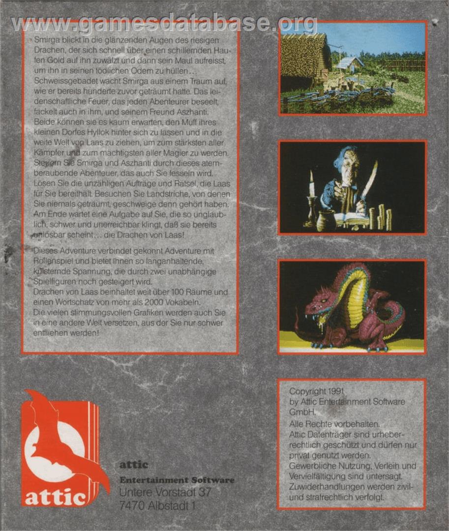 Drachen Von Laas - Commodore Amiga - Artwork - Box Back