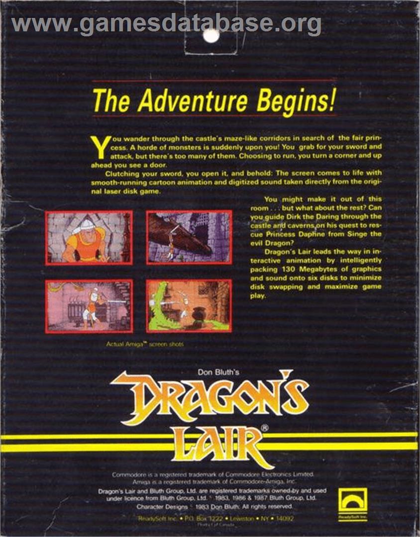 Dragon's Lair - Commodore Amiga - Artwork - Box Back