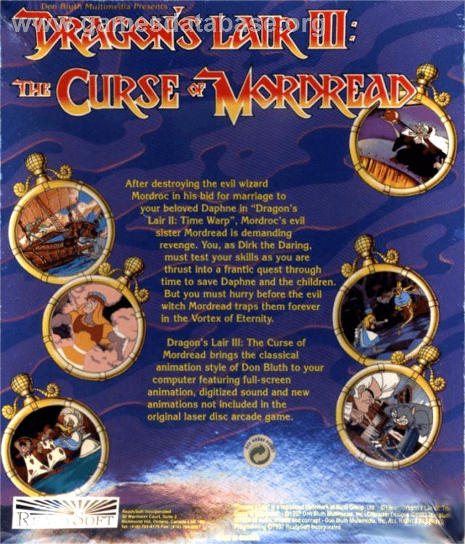 Dragon's Lair 3: The Curse of Mordread - Commodore Amiga - Artwork - Box Back