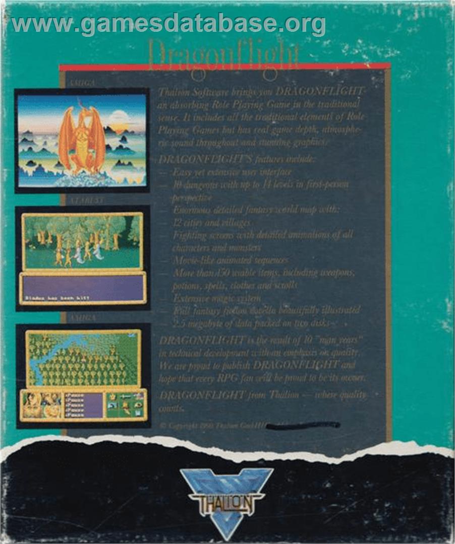 Dragonflight - Commodore Amiga - Artwork - Box Back
