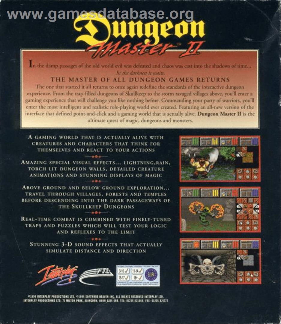 Dungeon Master II: The Legend of Skullkeep - Commodore Amiga - Artwork - Box Back