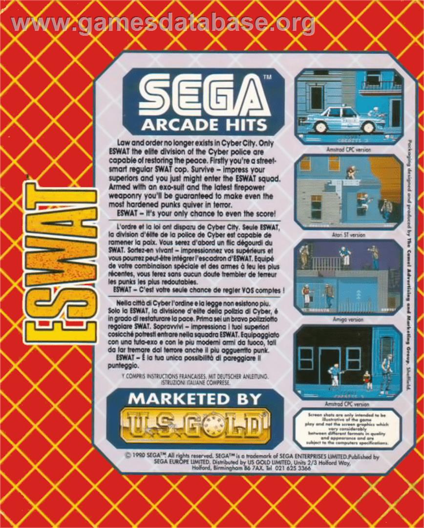 E-SWAT: Cyber Police - Commodore Amiga - Artwork - Box Back