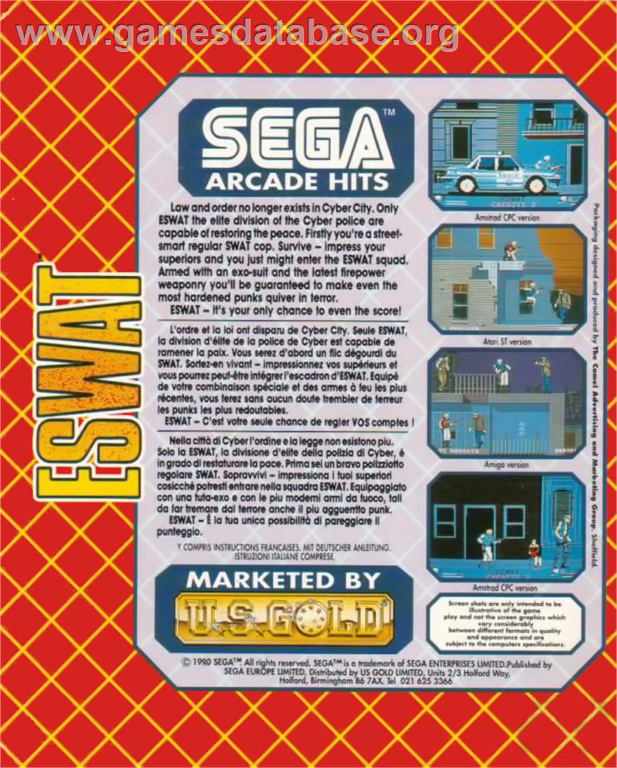 ESWAT - Commodore Amiga - Artwork - Box Back