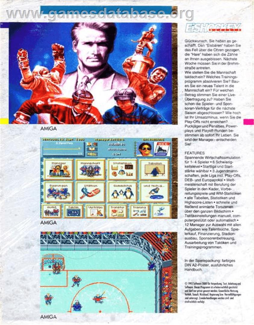Eishockey Manager - Commodore Amiga - Artwork - Box Back