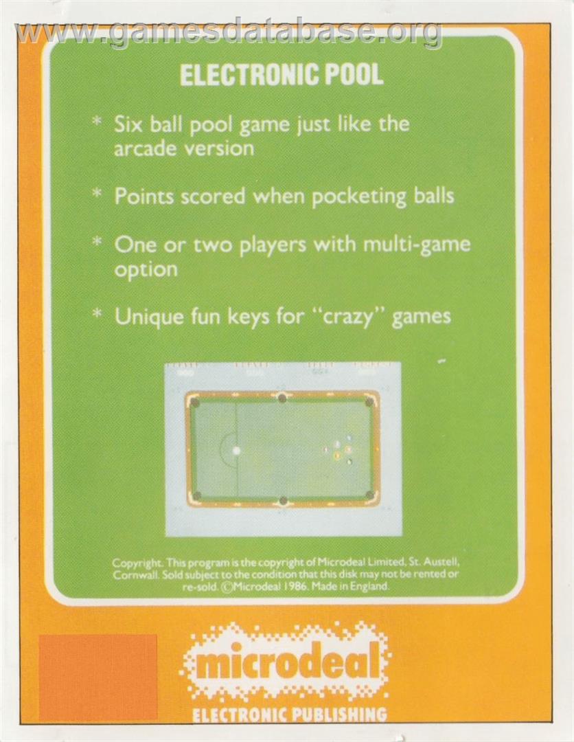 Electronic Pool - Commodore Amiga - Artwork - Box Back