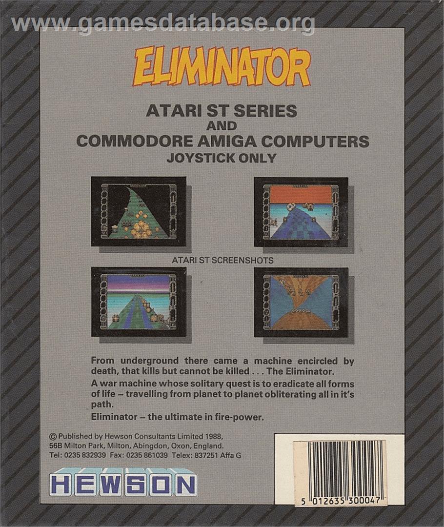 Eliminator - Commodore Amiga - Artwork - Box Back