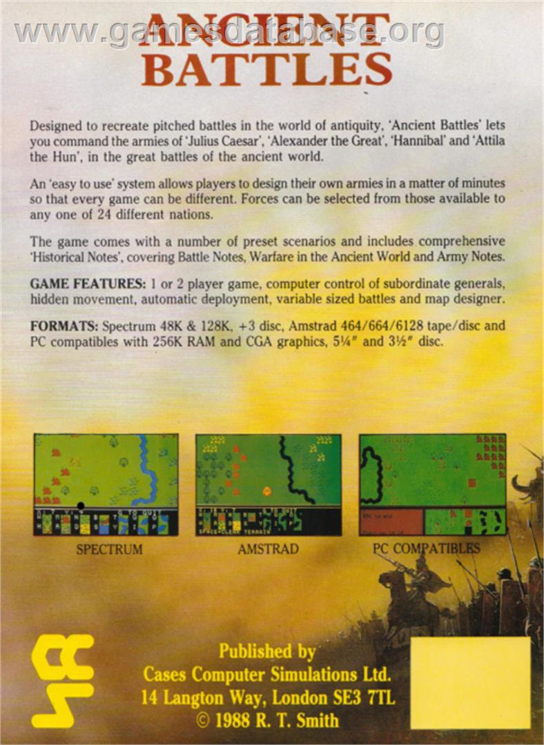 Encyclopedia of War: Ancient Battles - Commodore Amiga - Artwork - Box Back