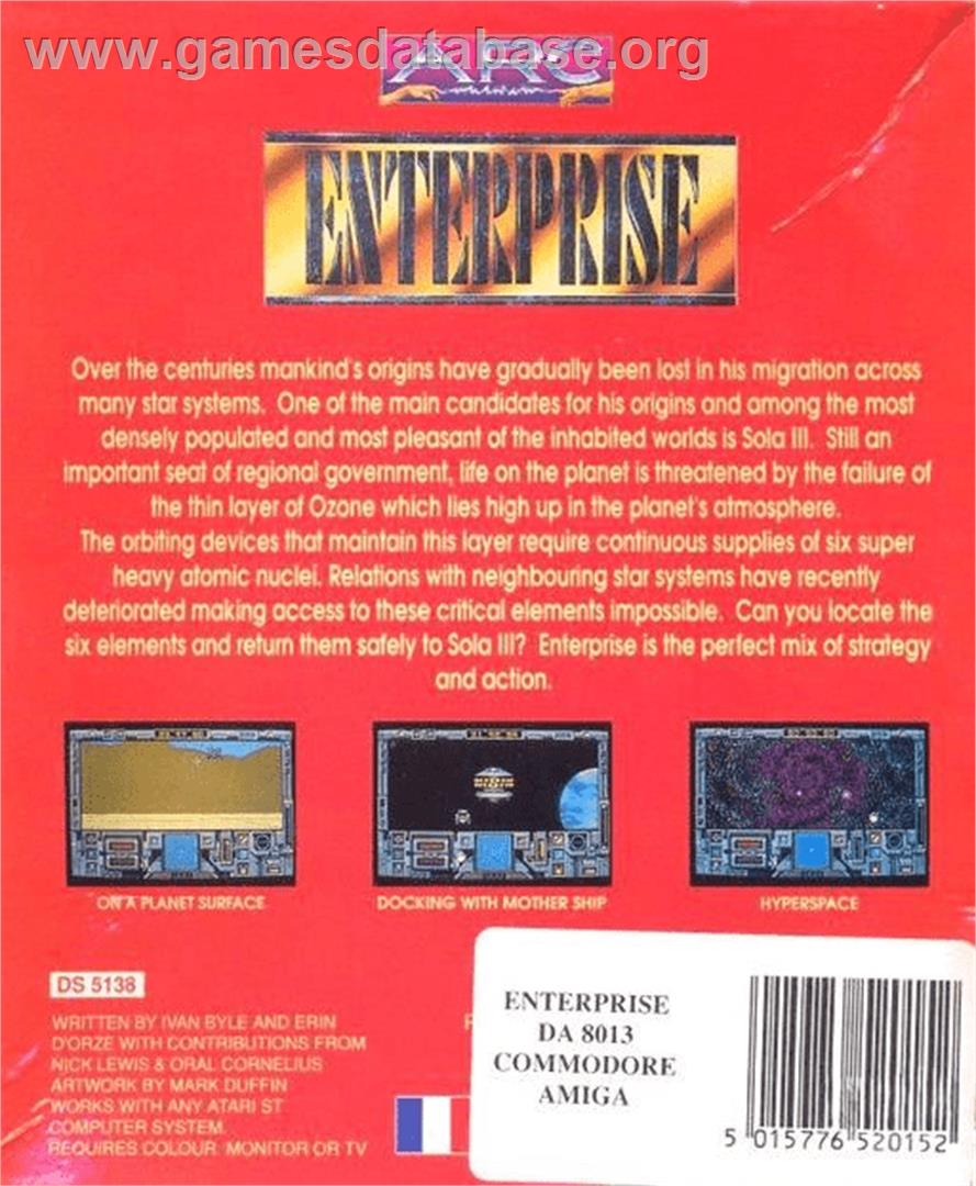 Enterprise - Commodore Amiga - Artwork - Box Back