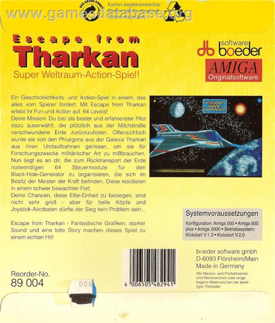 Escape From Tharkan - Commodore Amiga - Artwork - Box Back