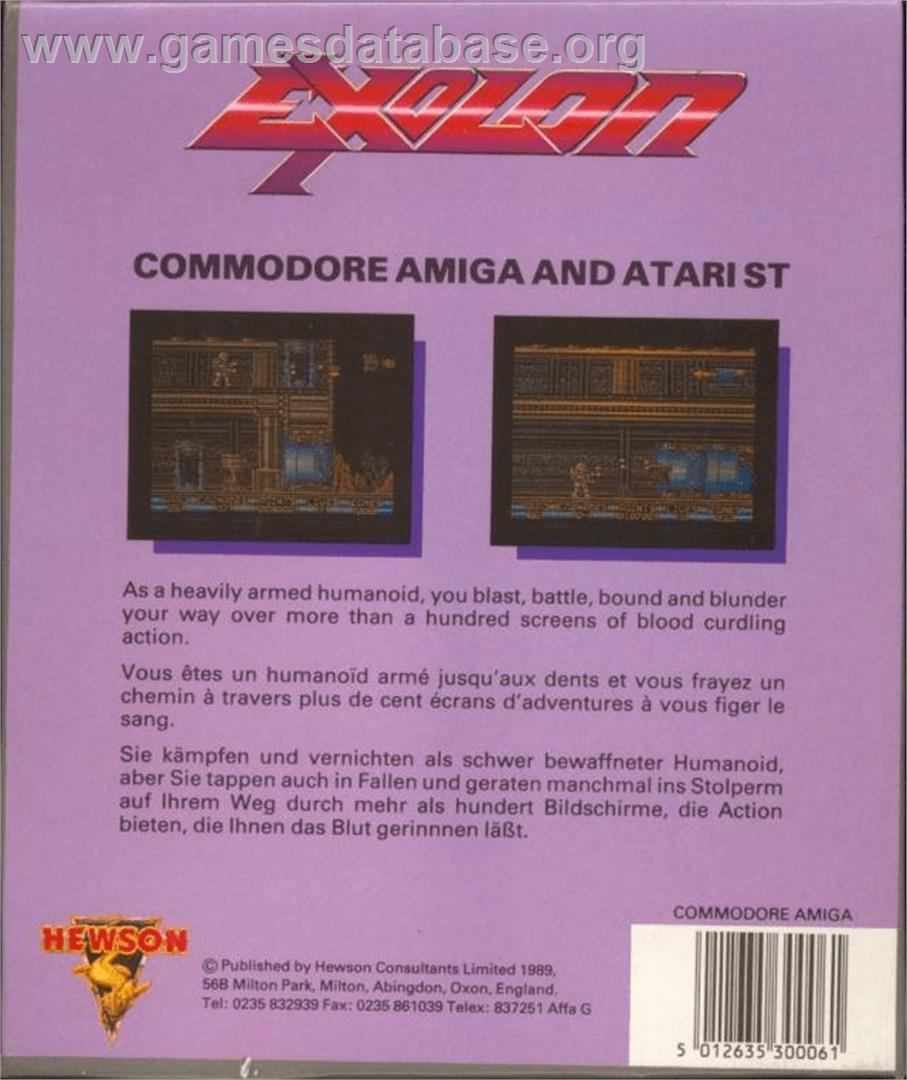 Exolon - Commodore Amiga - Artwork - Box Back