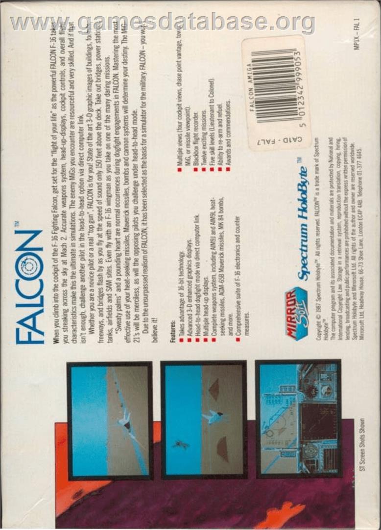 Falcon - Commodore Amiga - Artwork - Box Back