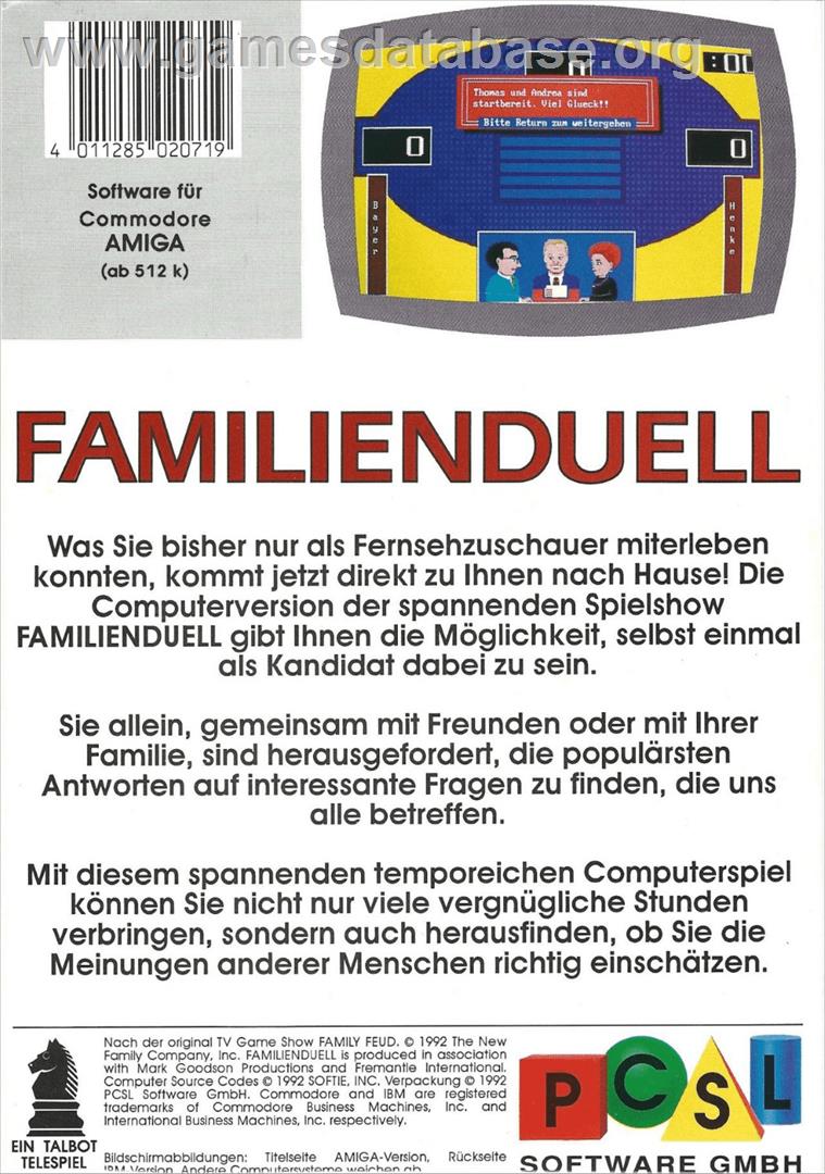 Familien Duell - Commodore Amiga - Artwork - Box Back