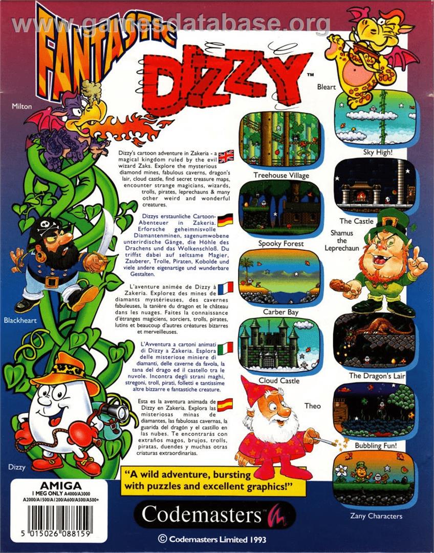 Fantastic Dizzy - Commodore Amiga - Artwork - Box Back