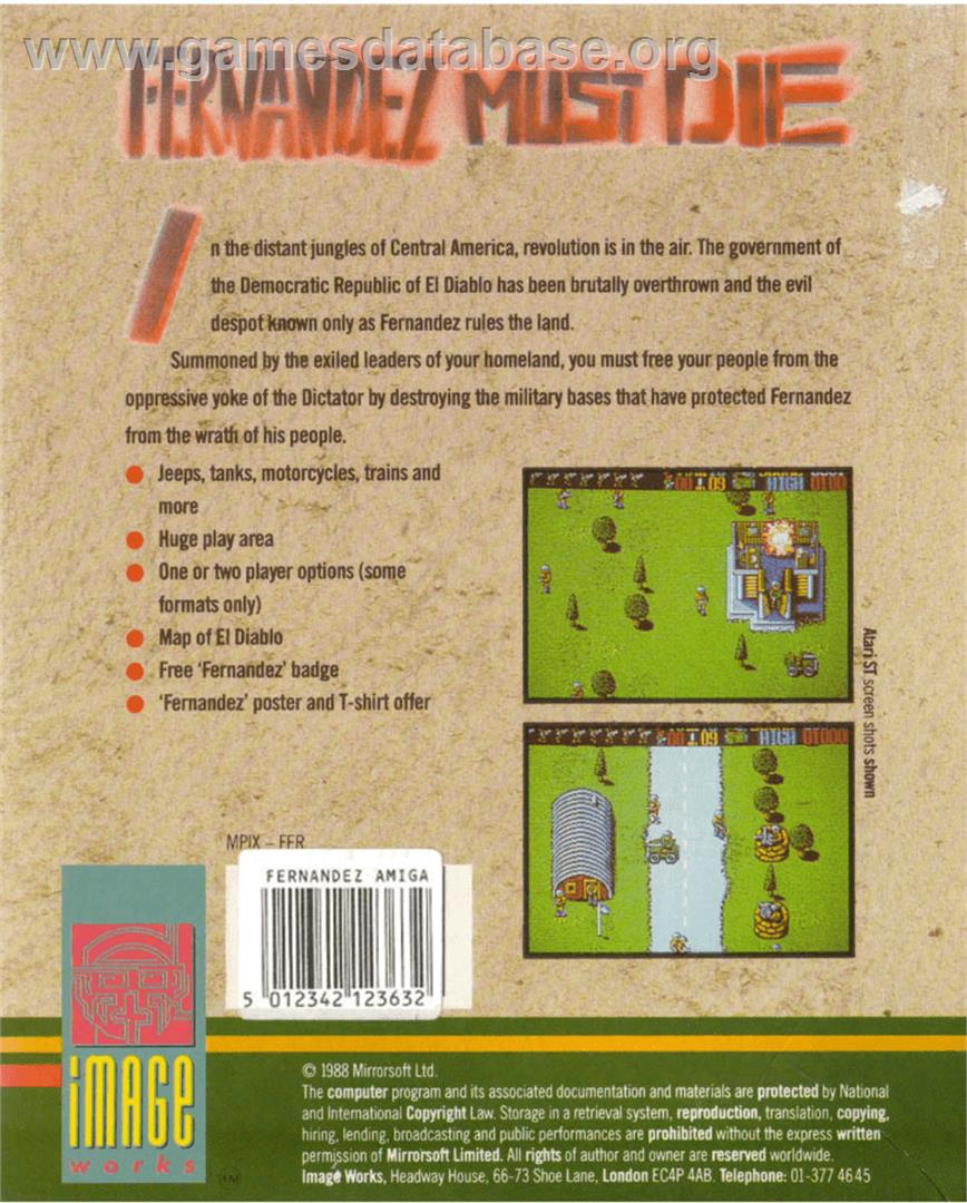 Fernandez Must Die - Commodore Amiga - Artwork - Box Back