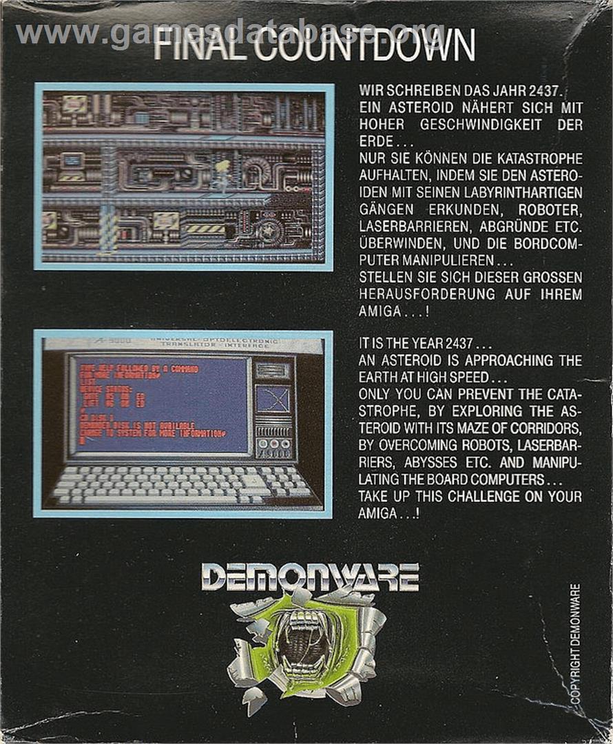 Final Countdown - Commodore Amiga - Artwork - Box Back