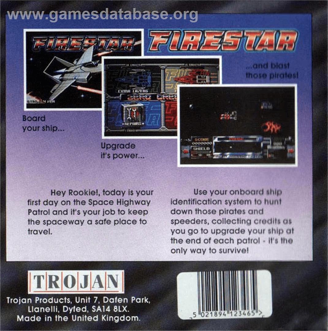 Firestar - Commodore Amiga - Artwork - Box Back