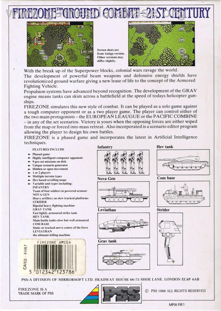 Firezone - Commodore Amiga - Artwork - Box Back